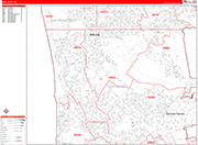 Daly City  Wall Map Red Line Style